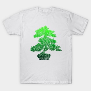 Abstract Green Bonsai Tree T-Shirt